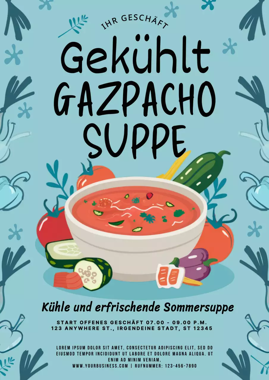 grün-blaue moderne Sommersuppen-Aktion