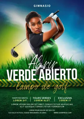 Anuncio simple de golf verde y amarillo