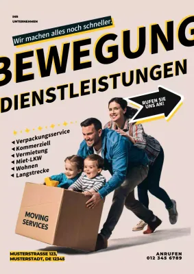 beige und schwarz moderne umzugsdienste werbung