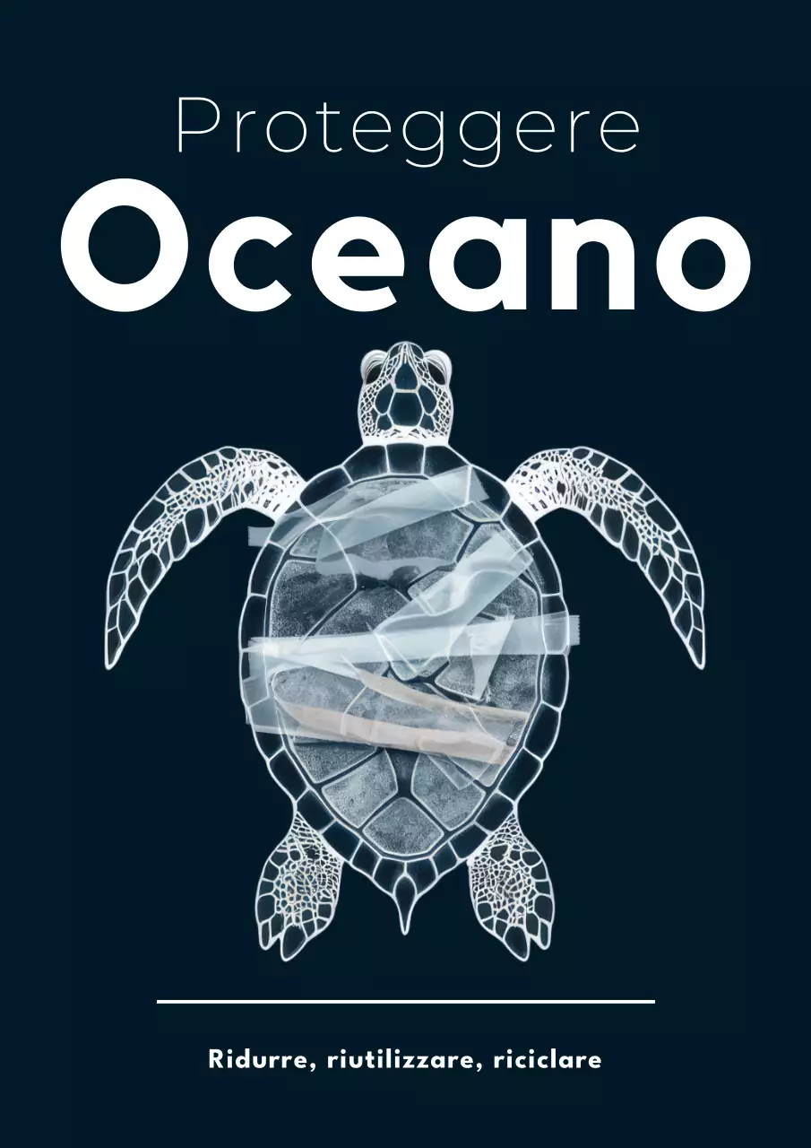 Volantino Indaco e Bianco Semplice Proteggere l'Oceano
