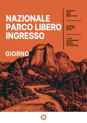 promozione d'ingresso al parco nazionale vintage nero e arancione