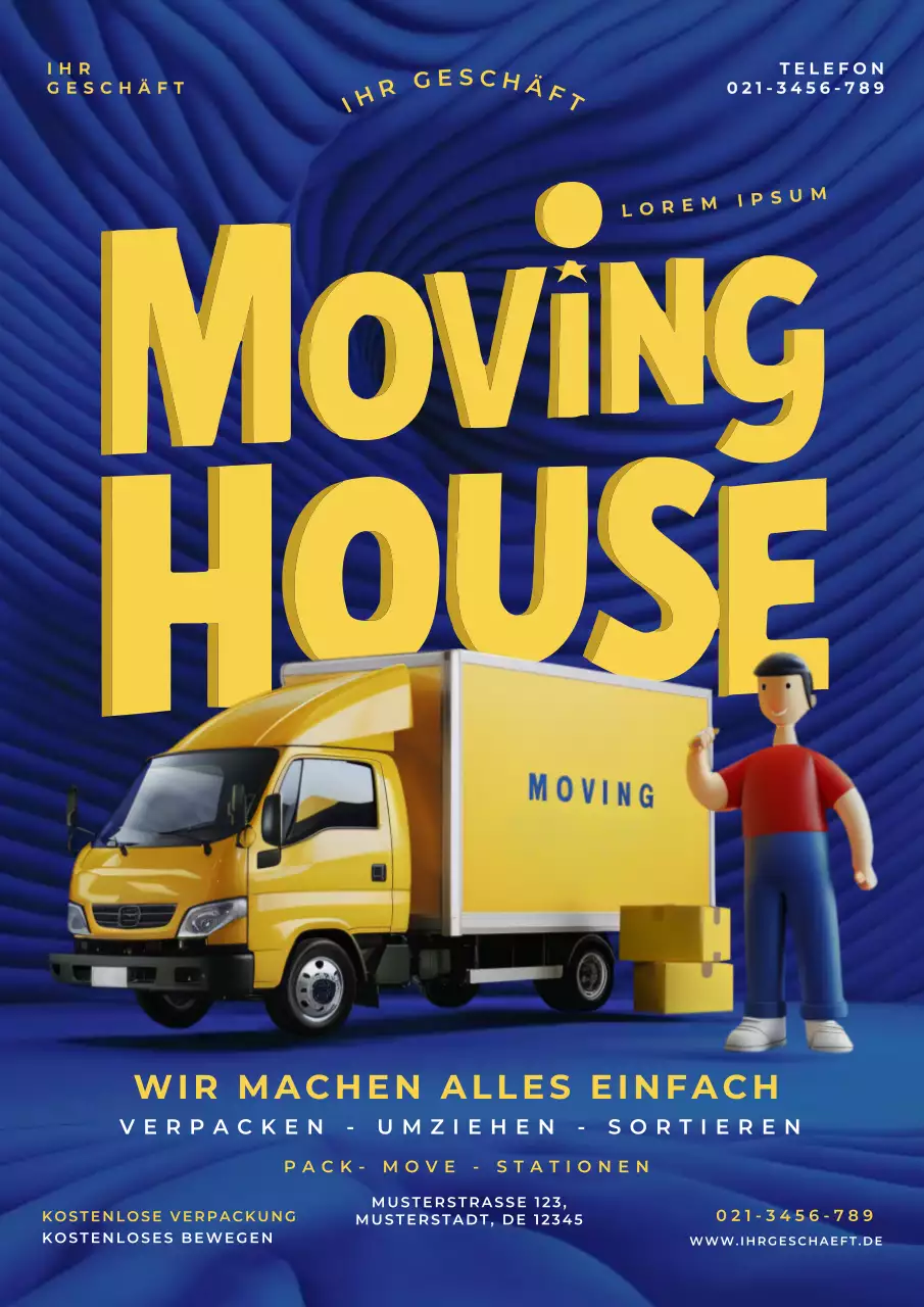 blaue und gelbe moderne Umzugspromotion