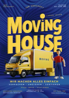 blaue und gelbe moderne Umzugspromotion