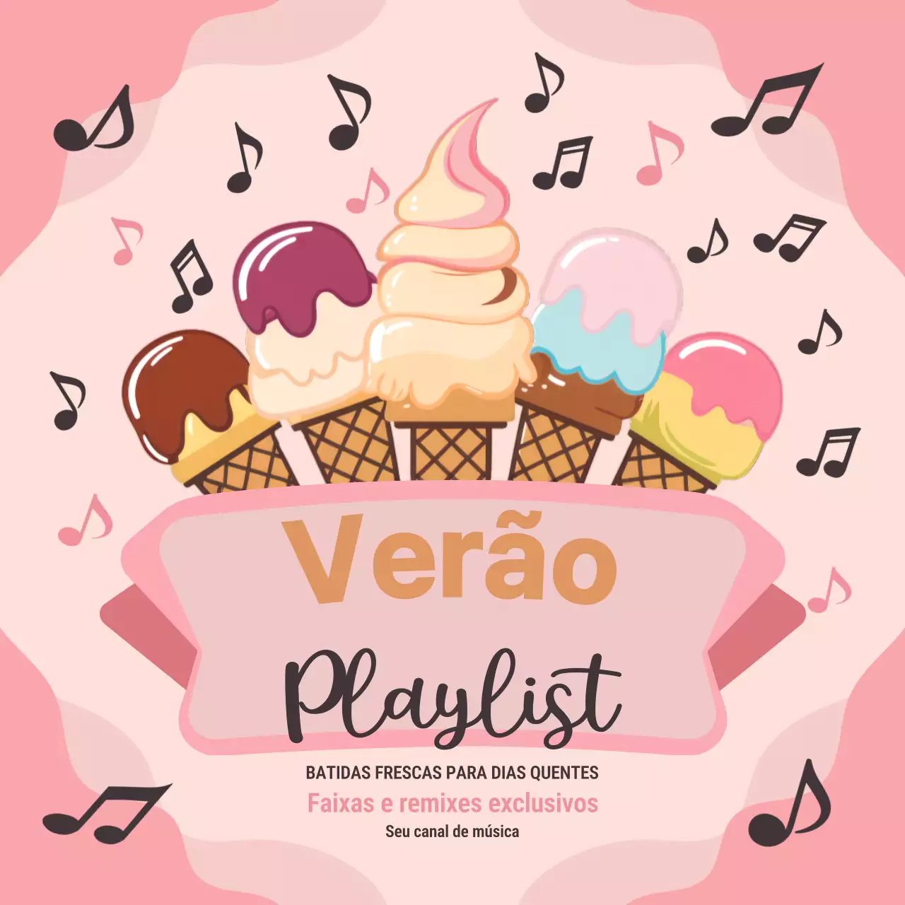Pink Beige Trendy Bold Summer Playlist Publicidade