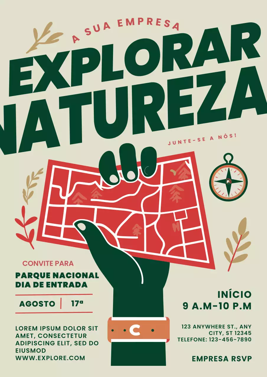 Promoção do parque nacional de exploração moderno bege e verde