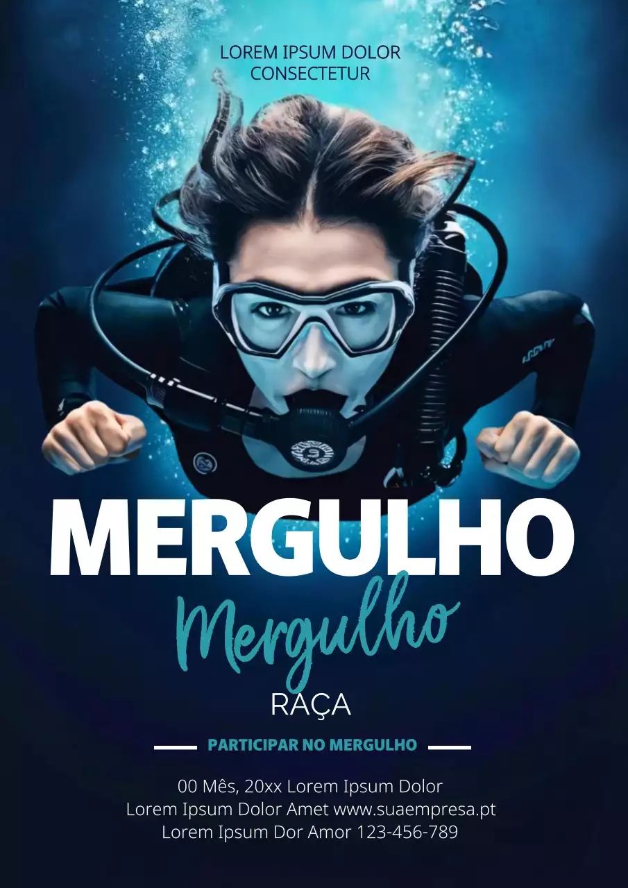 Anúncio de mergulho simples índigo e azul