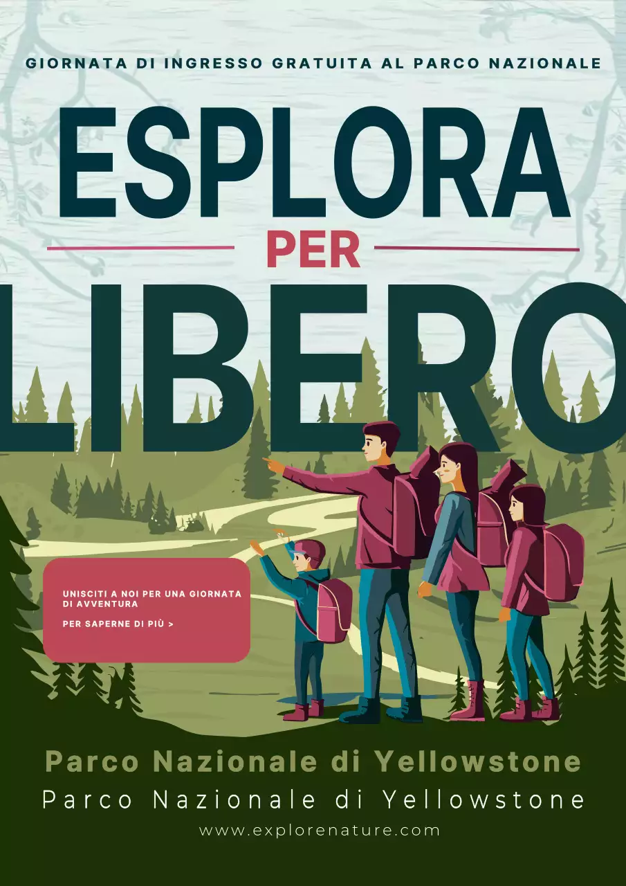 promozione d'ingresso al parco nazionale vintage verde e marrone