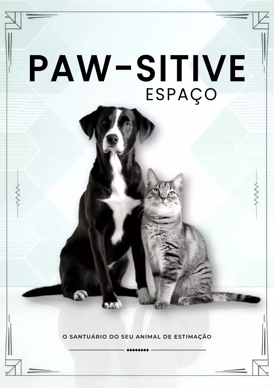 Folheto simples para animais de estimação a cinzento e preto
