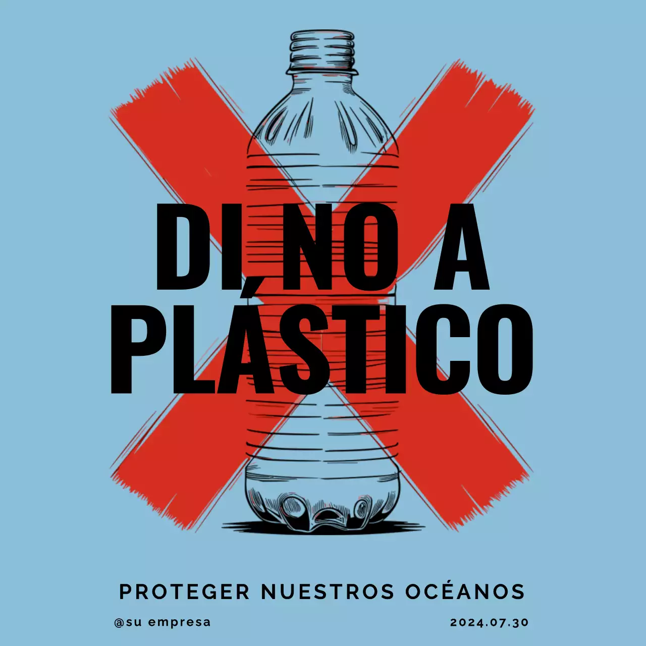 Propuesta de botella de plástico simple azul y roja