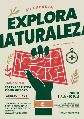 Beige y verde modernos exploran la promoción del parque nacional