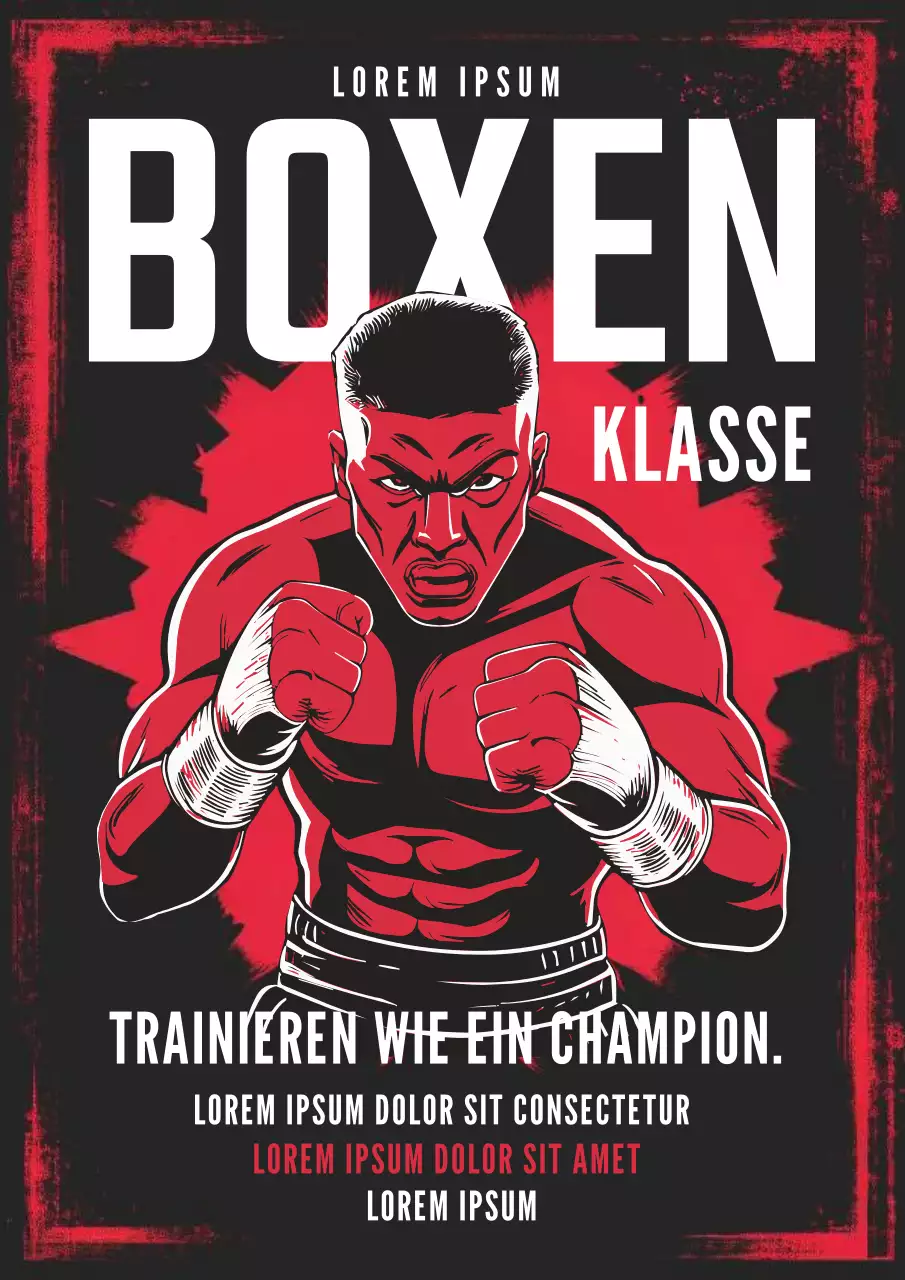 Rot und Schwarz Fett Boxen Flyer