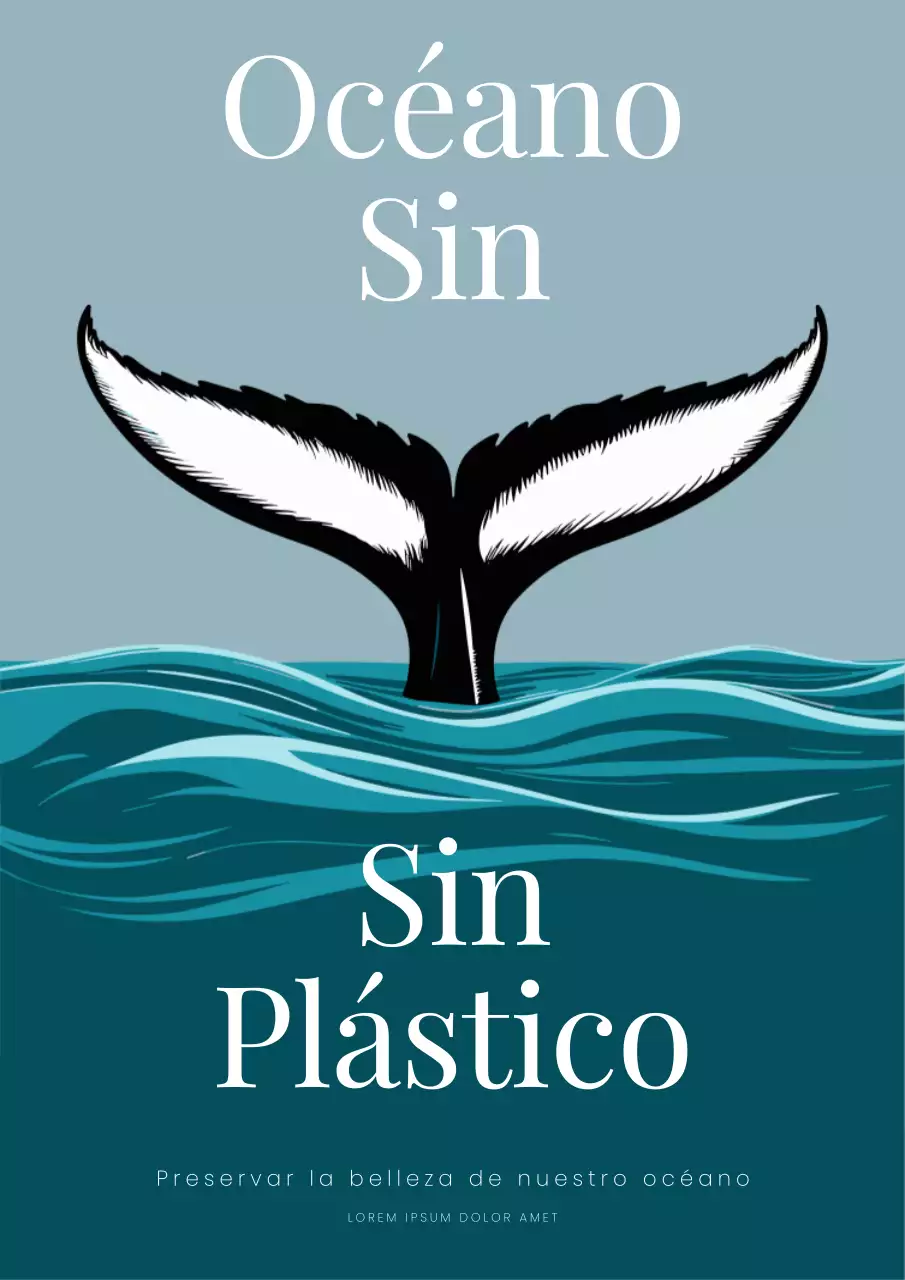 Flyer Ocean simple en azul y blanco