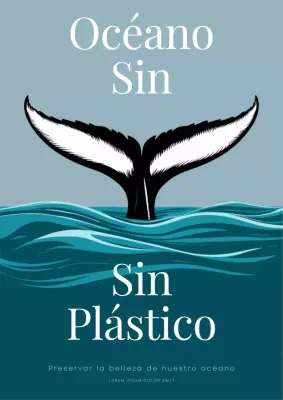 Flyer Ocean simple en azul y blanco