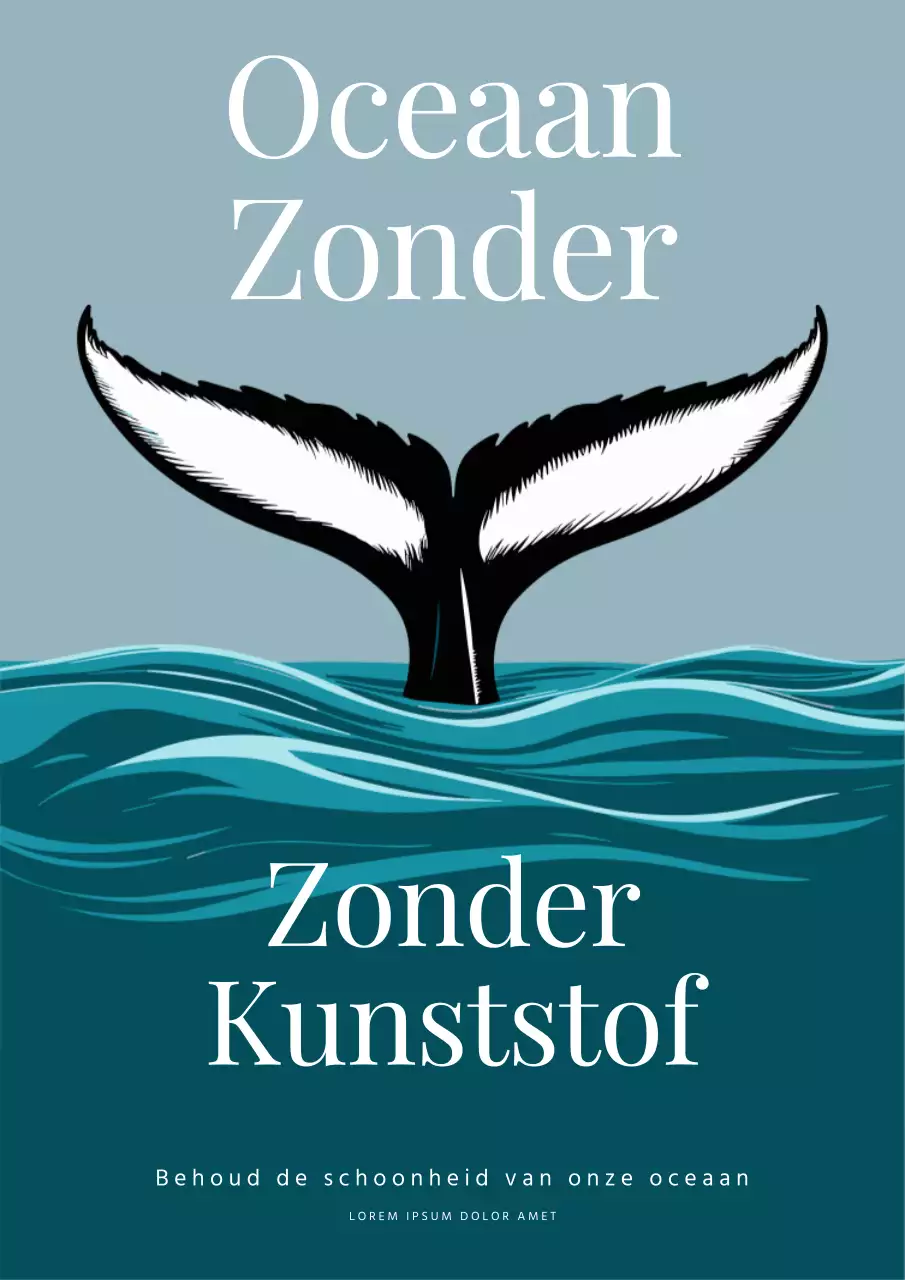 Blauw en wit eenvoudige oceaan flyer