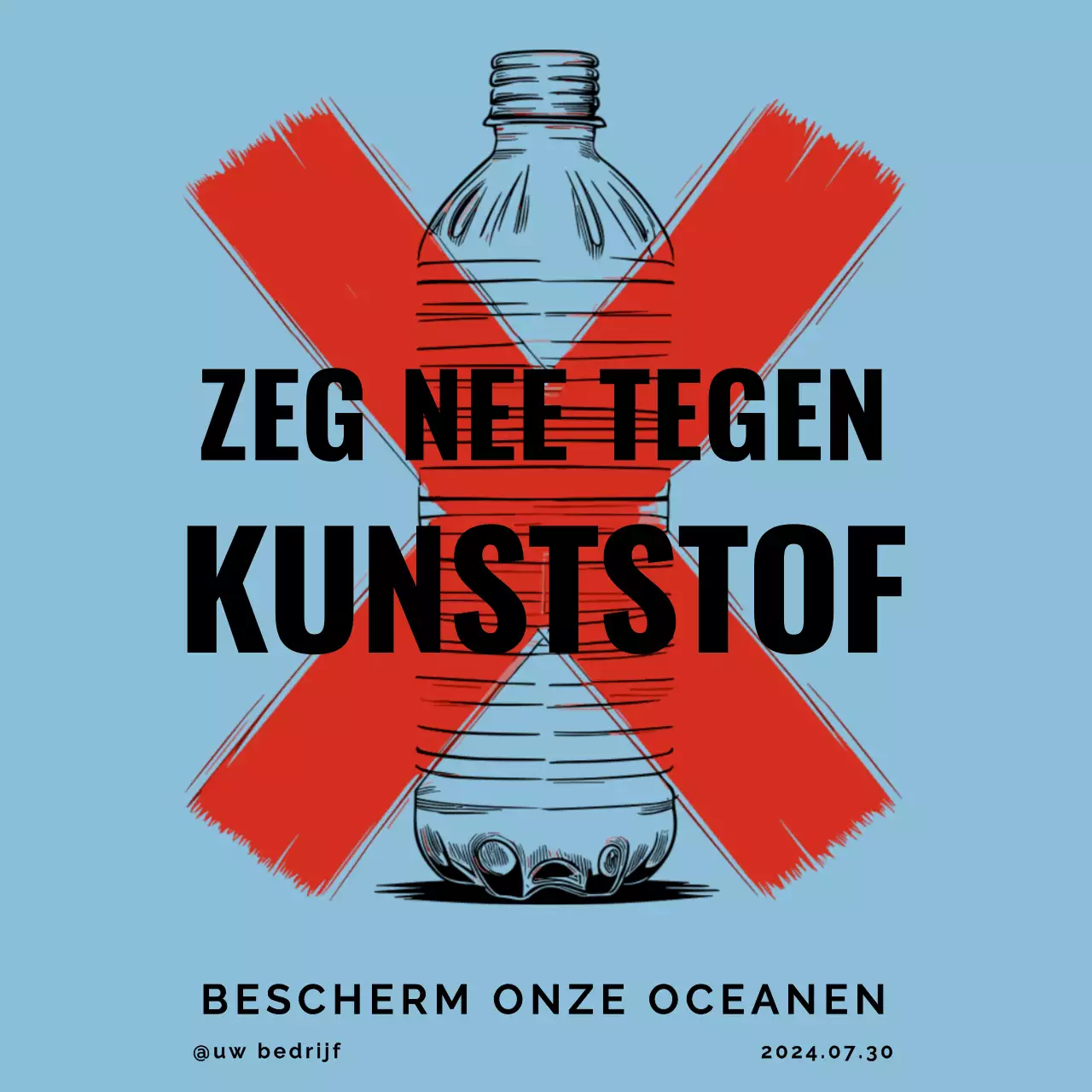 Blauw en rood eenvoudige plastic fles voorstel