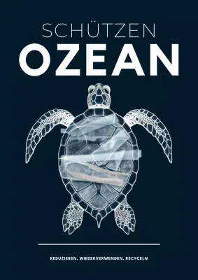 Indigo und Weiß Einfacher Schutz Ozean Flyer