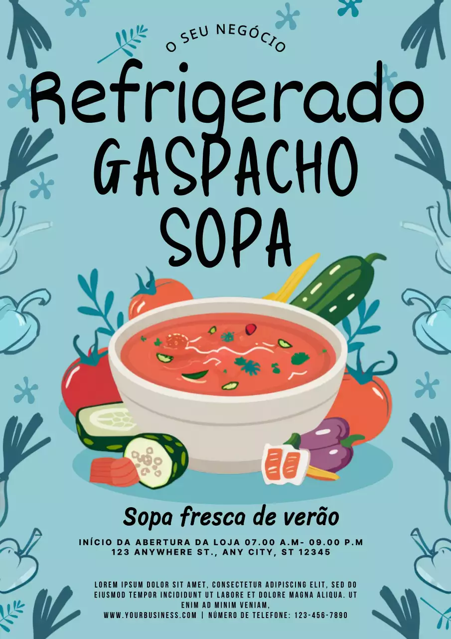 promoção de sopa de verão moderna verde e azul
