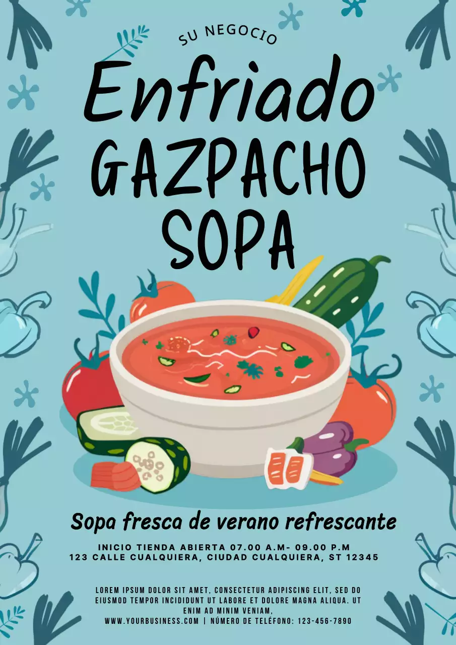 verde y azul sopa moderna de verano promoción