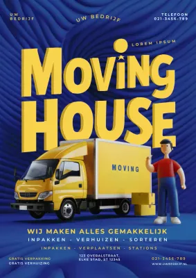 blauw en geel moderne verhuizingen promotie