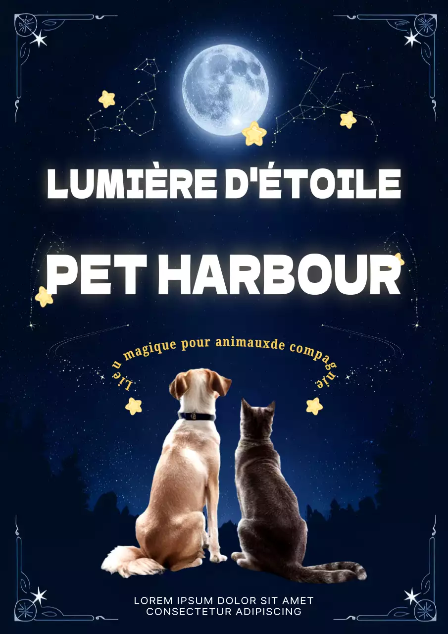 Flyer Indigo and White Fantasy Pet Haven