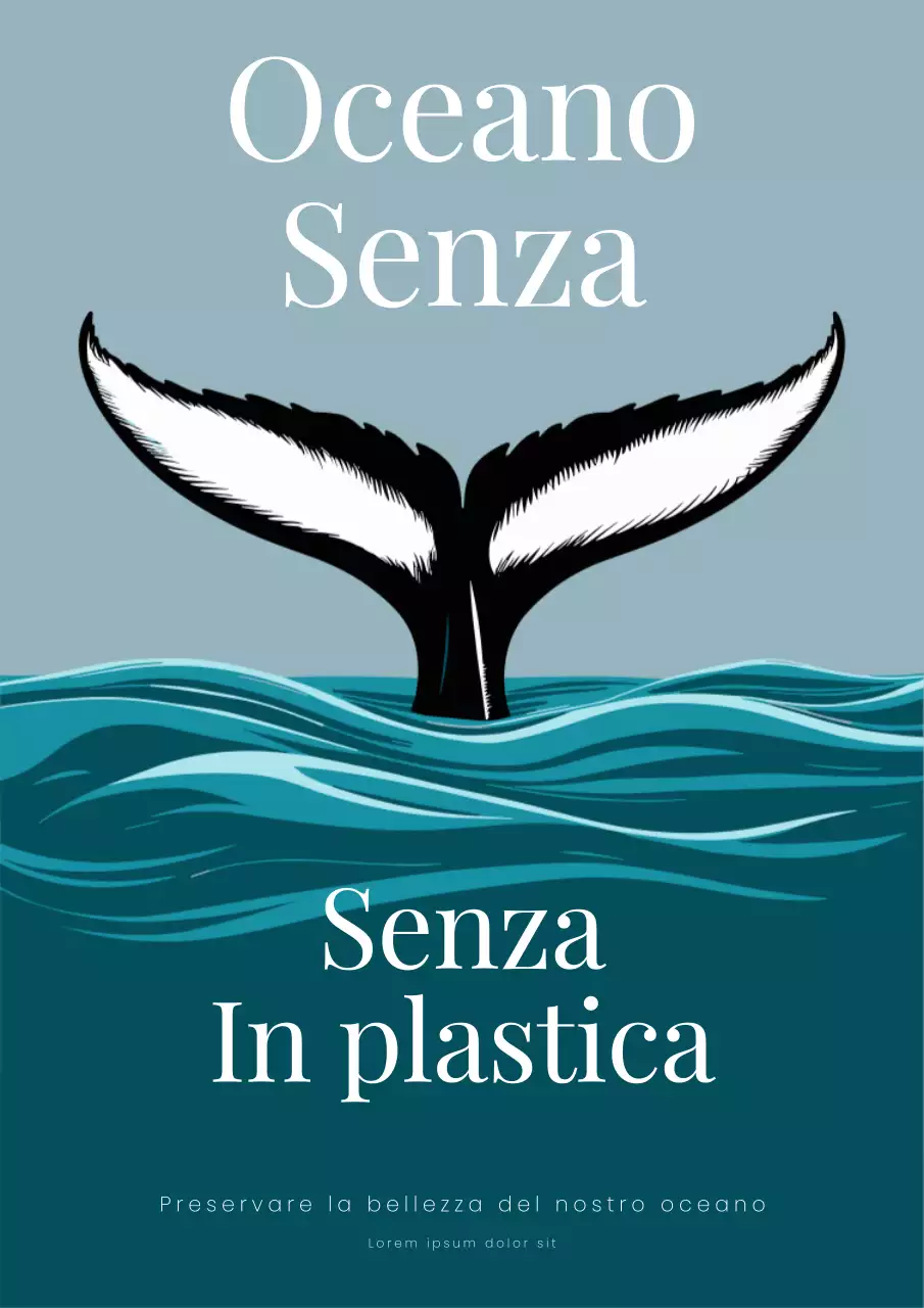 Flyer oceano semplice blu e bianco