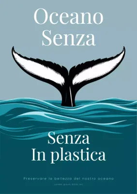 Flyer oceano semplice blu e bianco
