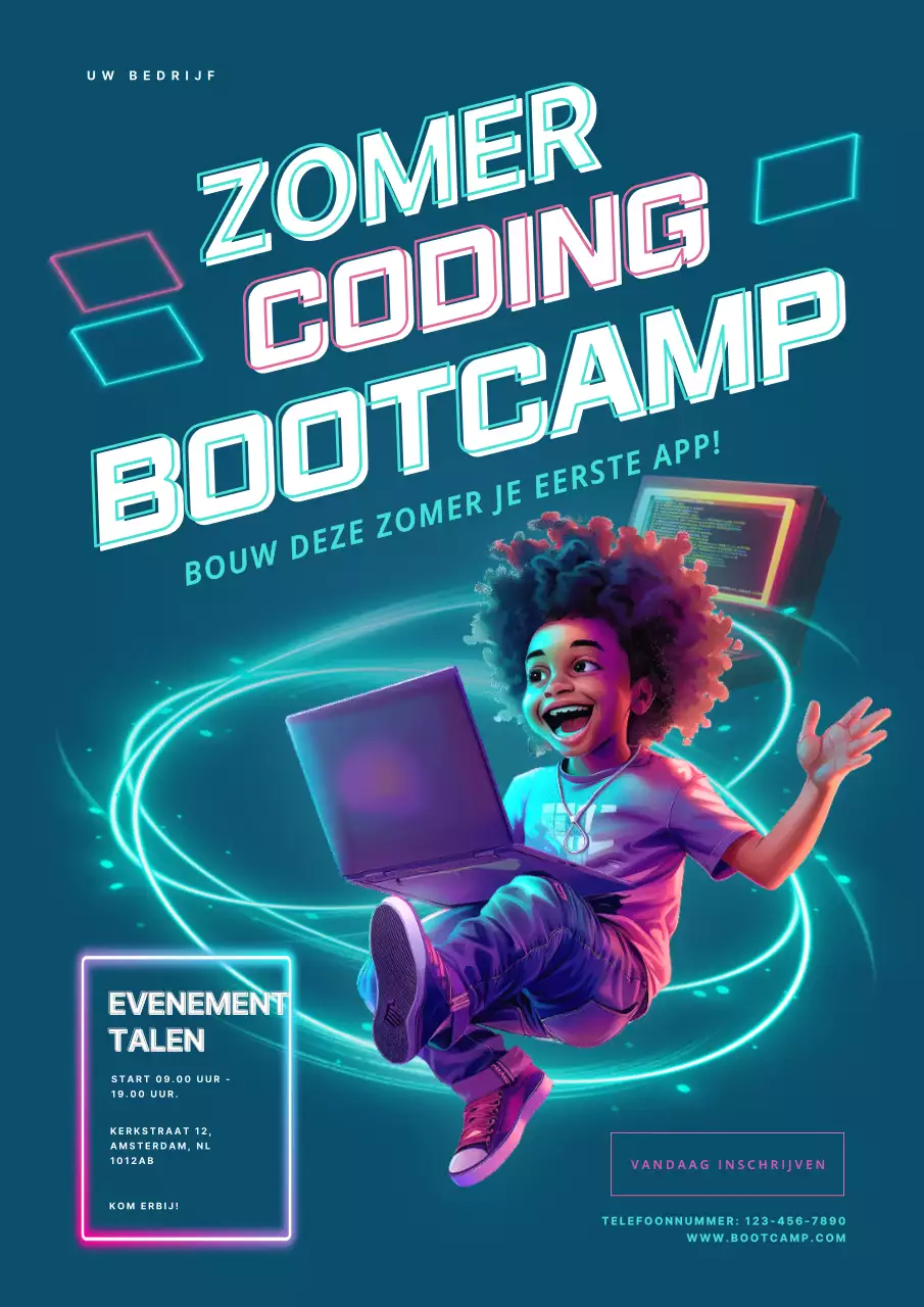 marine en blauw moderne zomer codering bootcamp uitnodiging