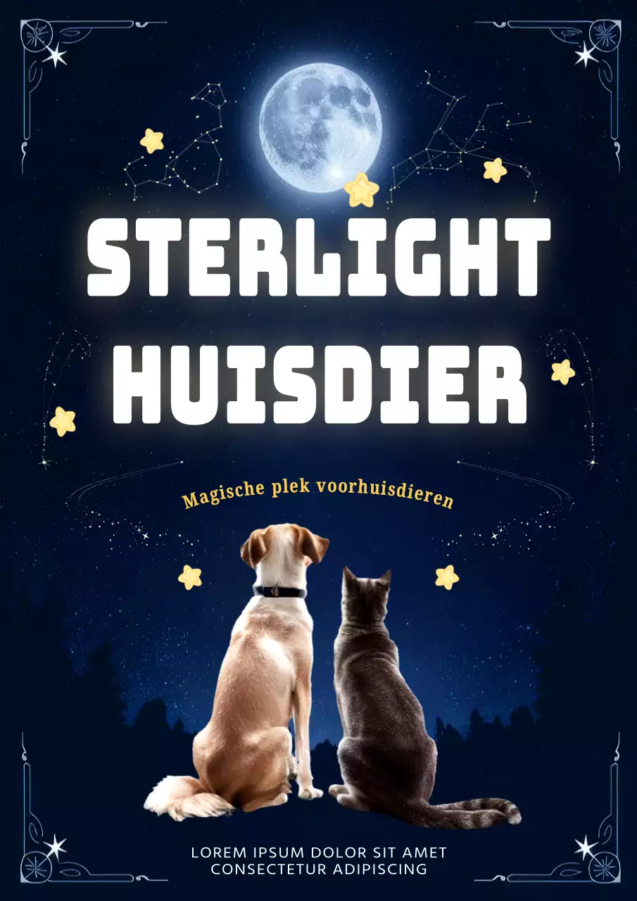 Indigo en witte fantasie huisdier haven flyer