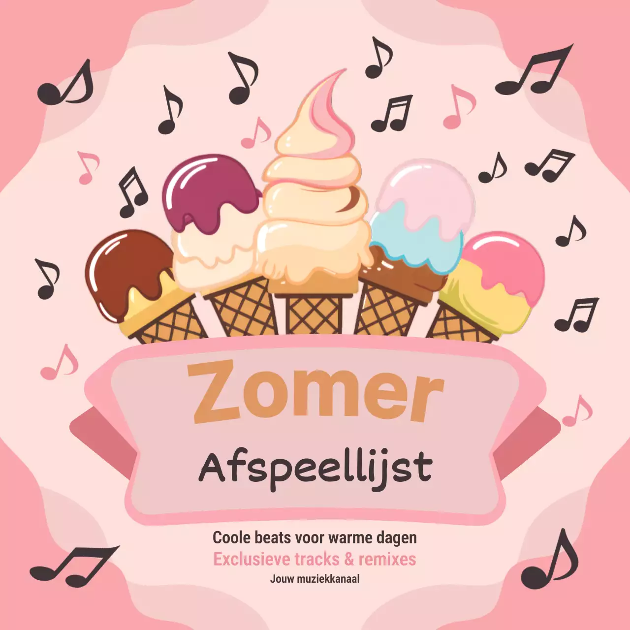 Roze Beige Trendy Stoere Zomer Afspeellijst Publiciteit