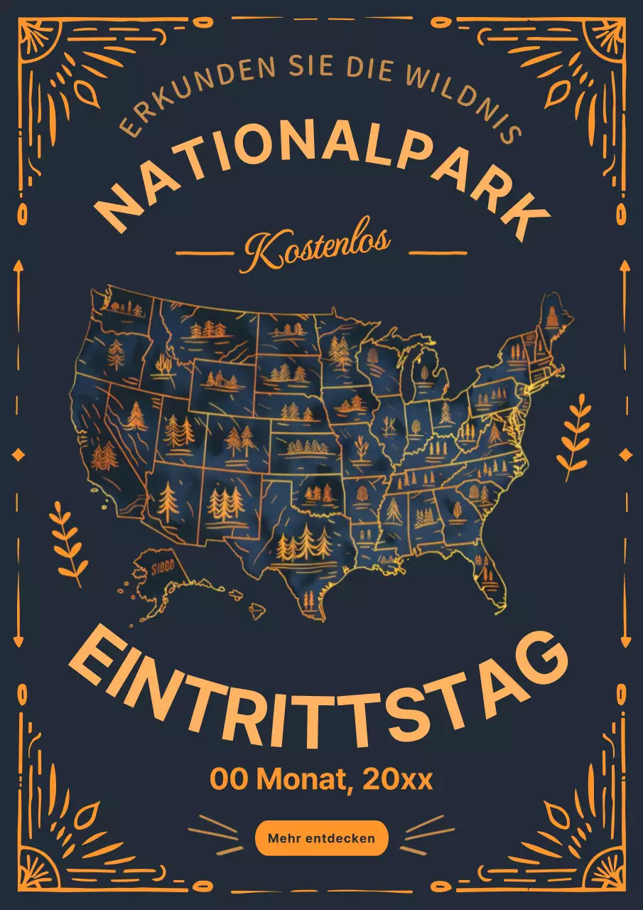 Indigo und Gold Vintage National Park Einladung