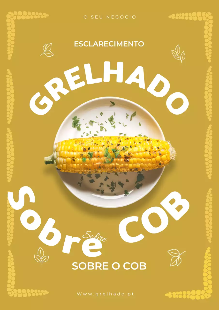 Promoção de milho grelhado vintage amarelo e branco