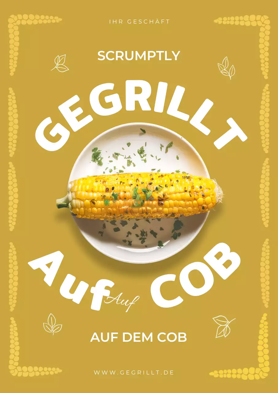 Gelb-weiße Vintage-Aktion für gegrillten Mais