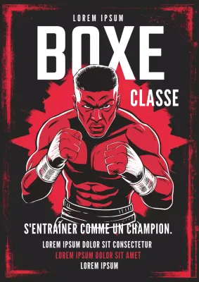 Flyer de boxe rouge et noir en gras