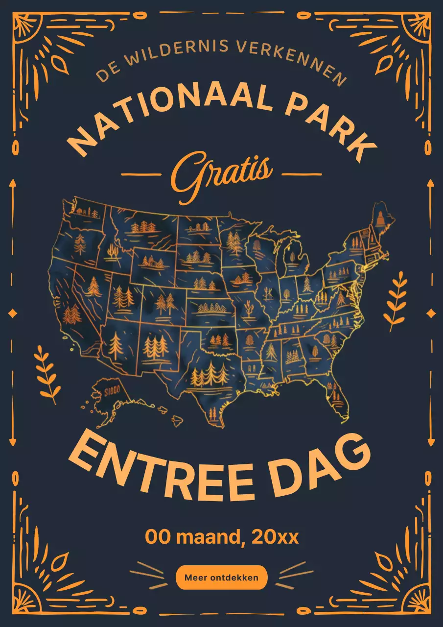Indigo en gouden vintage uitnodiging voor nationaal park