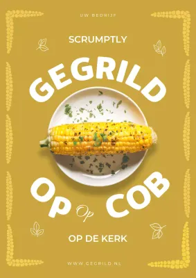 Geel en wit vintage gegrilde maïs promotie
