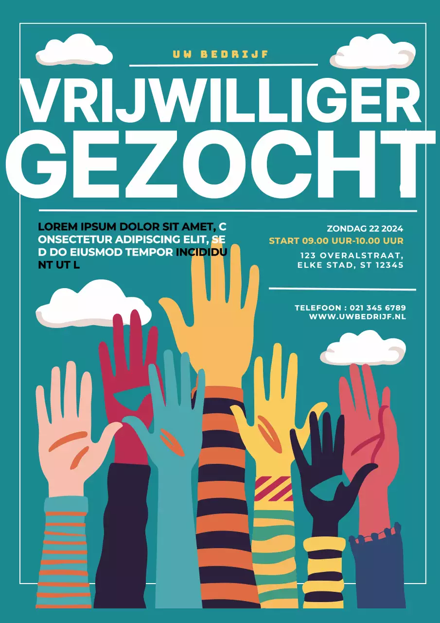 Groen-witte moderne vrijwilligerswervingspromotie