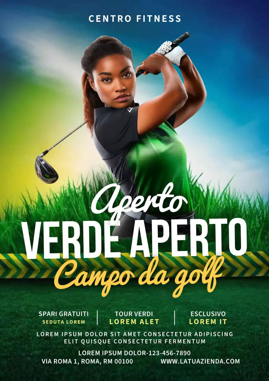 Pubblicità semplice per il golf in verde e giallo