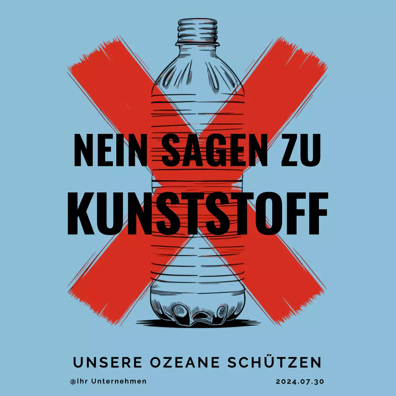 Blauer und roter Vorschlag für eine einfache Plastikflasche