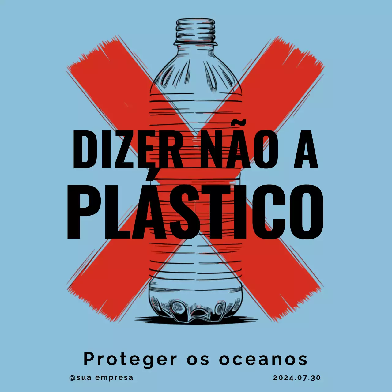 Proposta de garrafa de plástico simples azul e vermelha