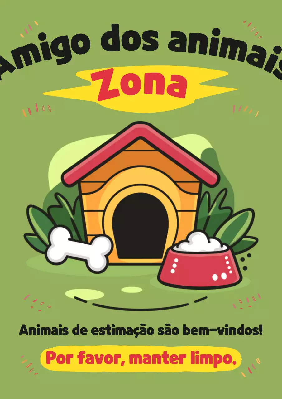 Folheto verde e amarelo para animais de estimação simples