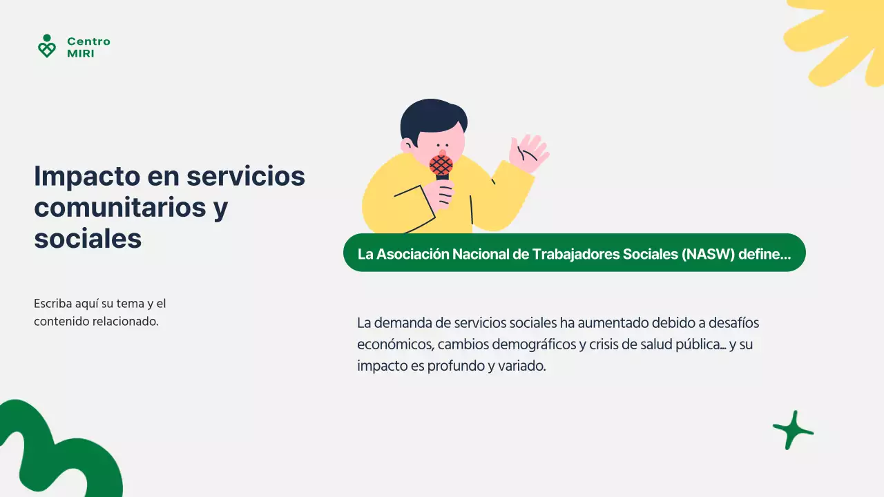 Guía moderna verde y amarilla de servicios comunitarios