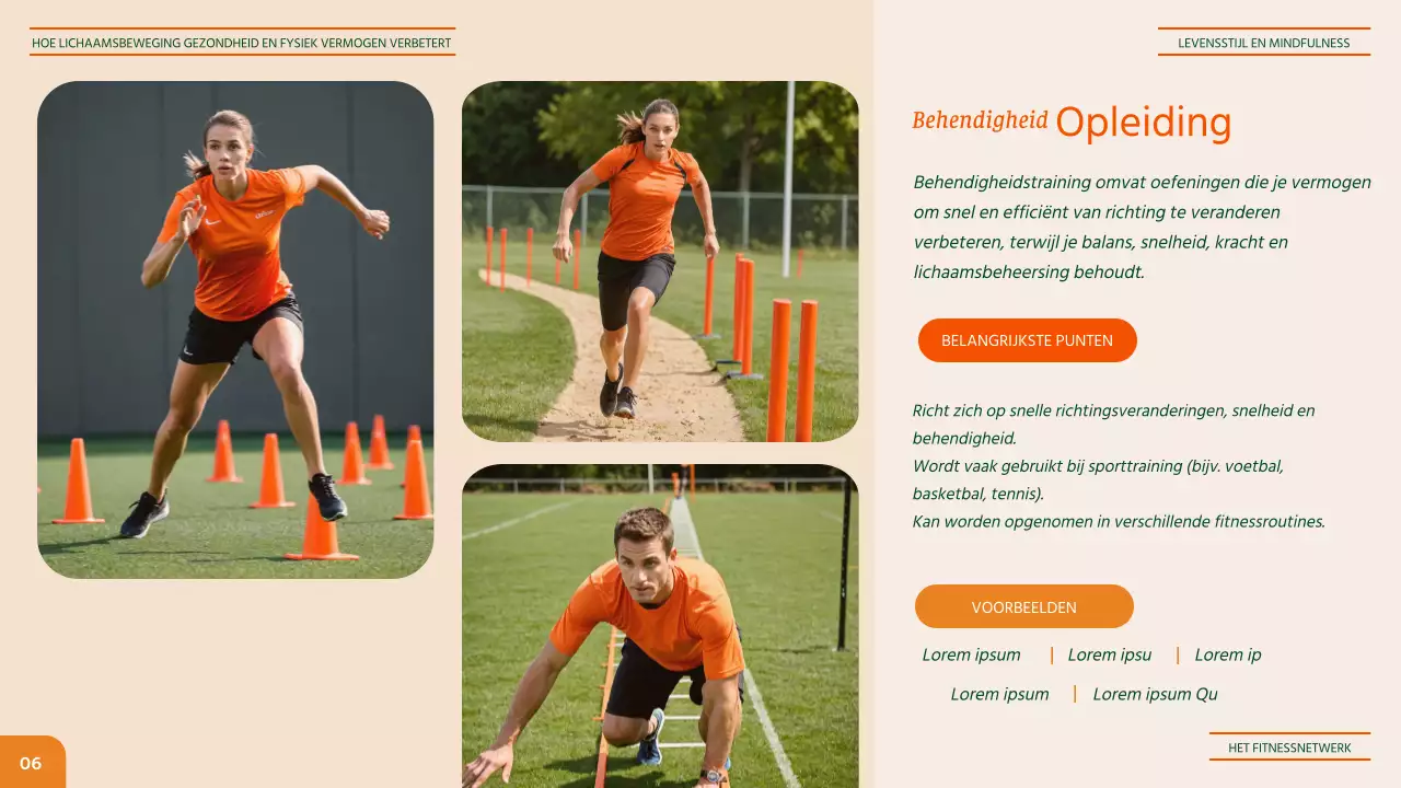 Orange And Green Moderne Fitness - Voordelen van verschillende oefeningen Lesmateriaal