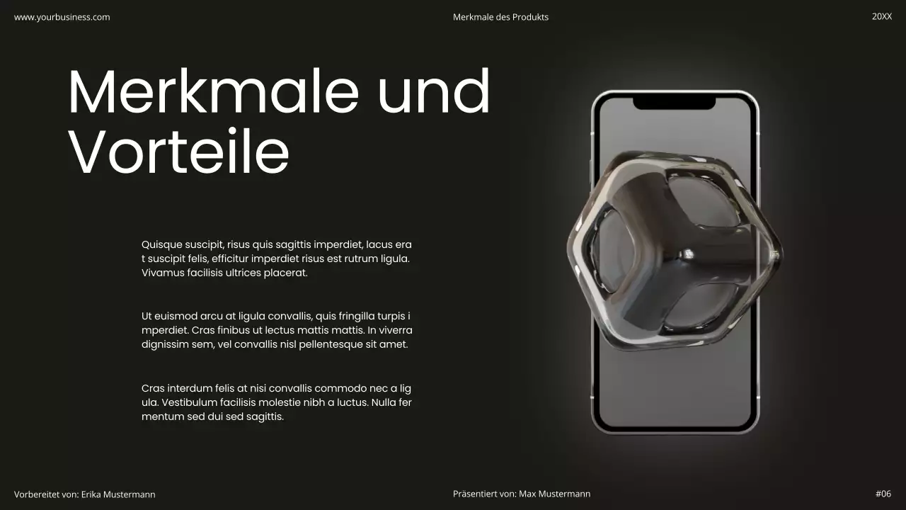 Schwarz und Weiß Minimal Einfach Modern Holographisch Startup Produkt Flexibel Pitch Deck