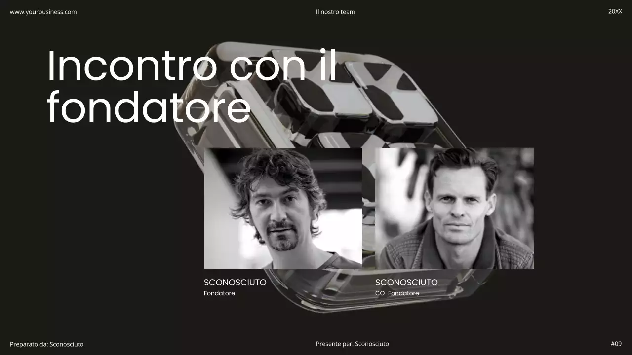 Bianco e nero Minimal semplice moderno olografico Startup prodotto flessibile Pitch Deck