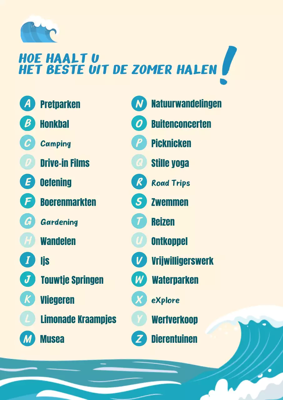 Geel Blauw Eenvoudige Zomerse Seizoensgids