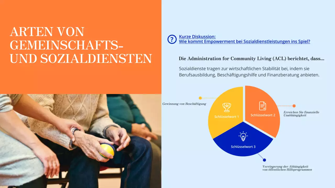 Blaue und orangefarbene moderne Studienmaterialien Lokale Freiwilligeneinsätze