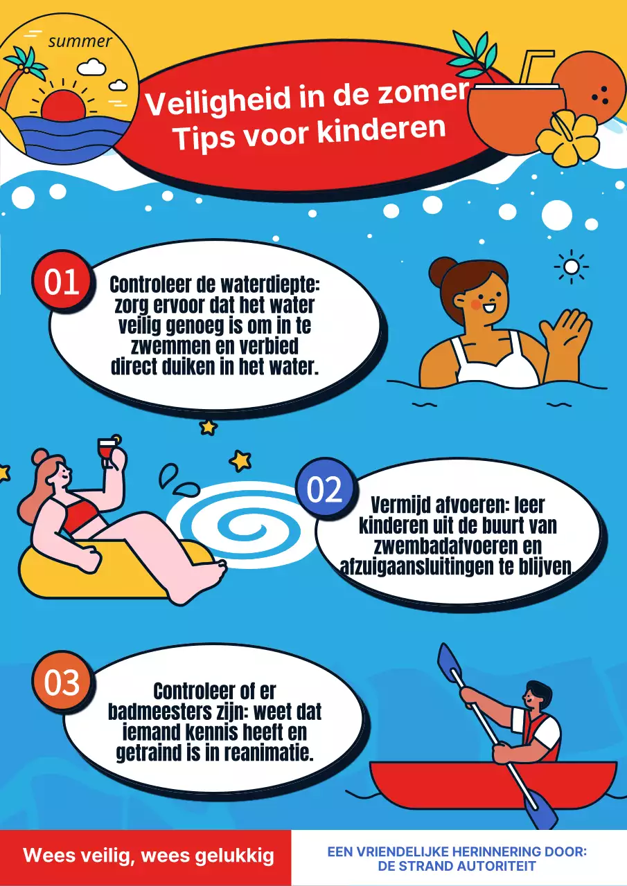 Blauw en rood moderne zomer veiligheidsgids