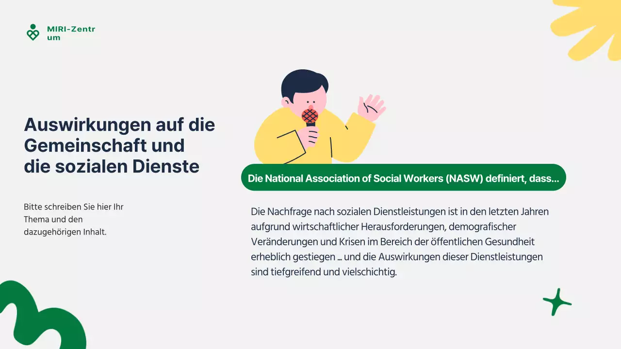 Grüner und gelber Leitfaden für modernen Gemeindedienst