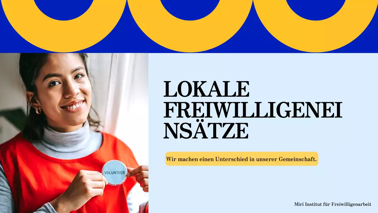 Blaue und orangefarbene moderne Studienmaterialien Lokale Freiwilligeneinsätze