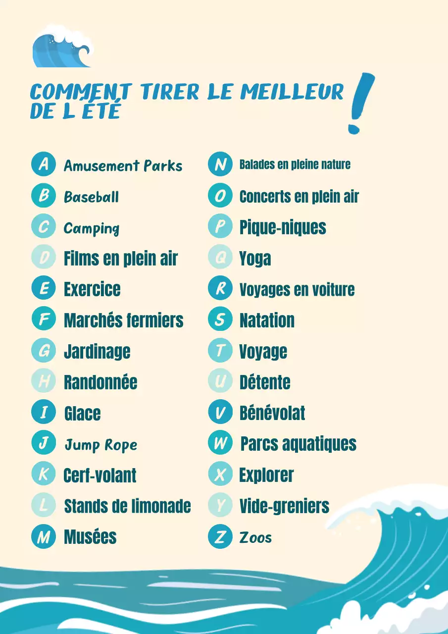 Jaune Bleu Guide simple des saisons d'été
